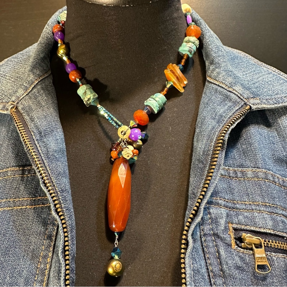 Amy Leiner Loop Necklace - Artisan Crafted Semi-Precious Stones